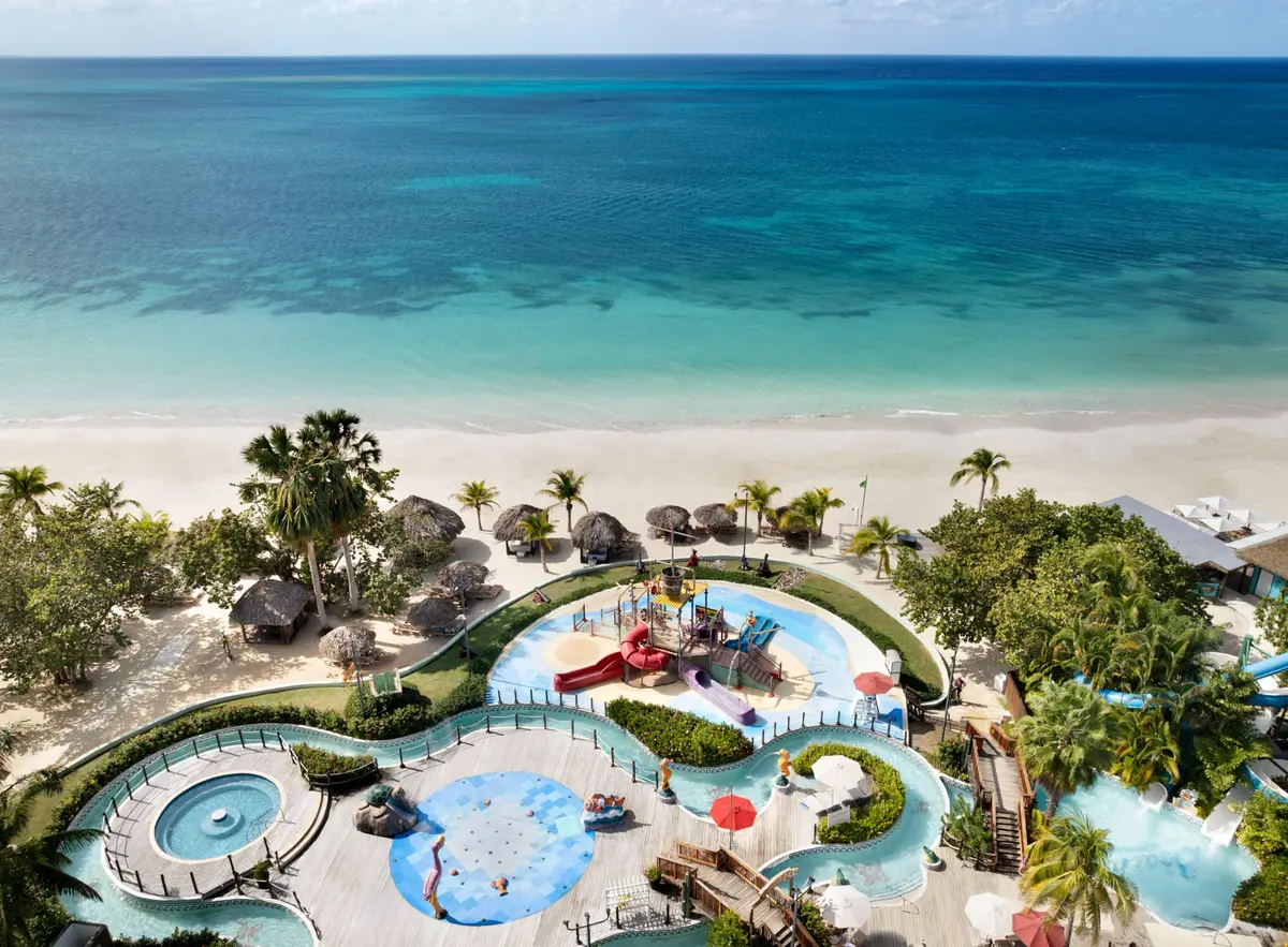 The waterpark and lazy river beside the beach at Beaches Negril