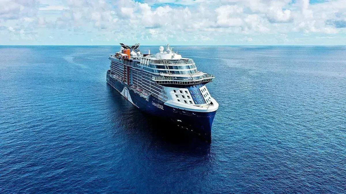 A Celebrity cruise ship sailing at sea.