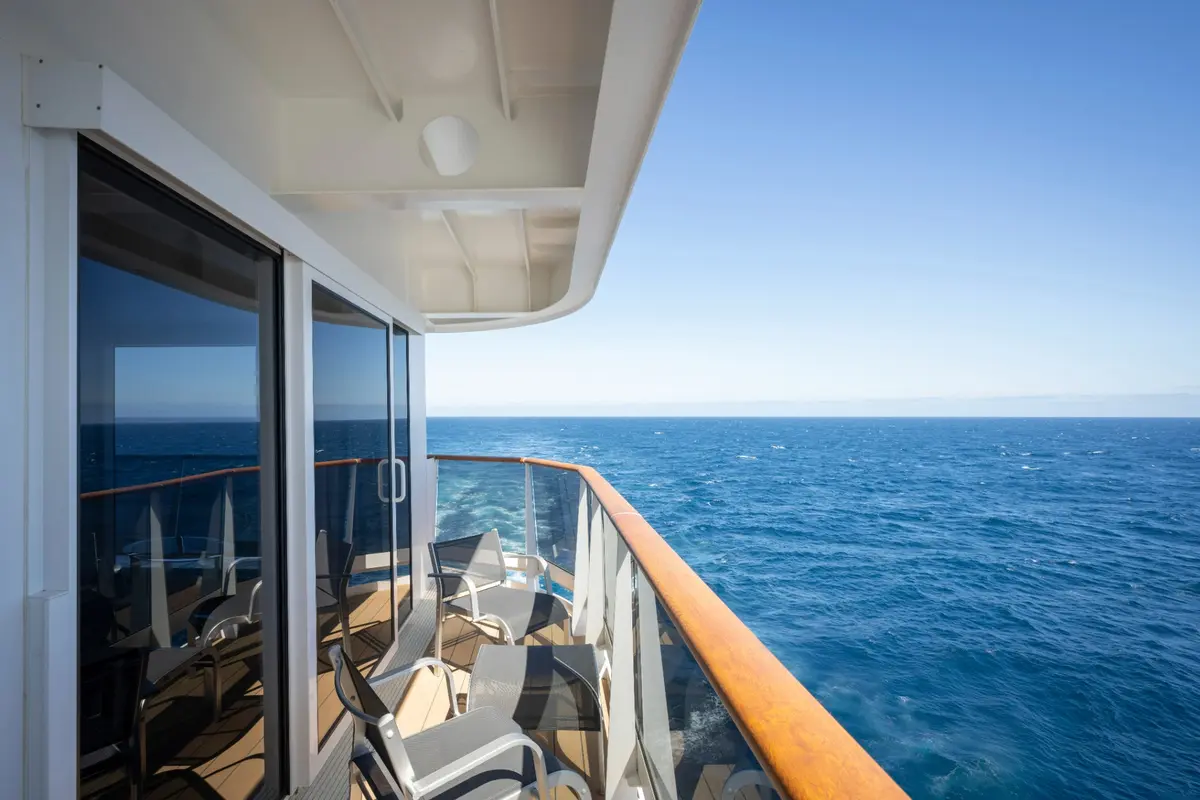 Chairs on an MSC balcony overlooking the open sea