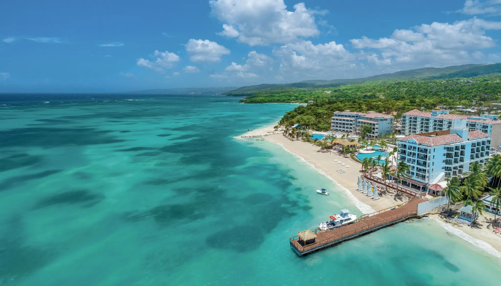 Sandals Dunn’s River beside the turquoise Caribbean Sea