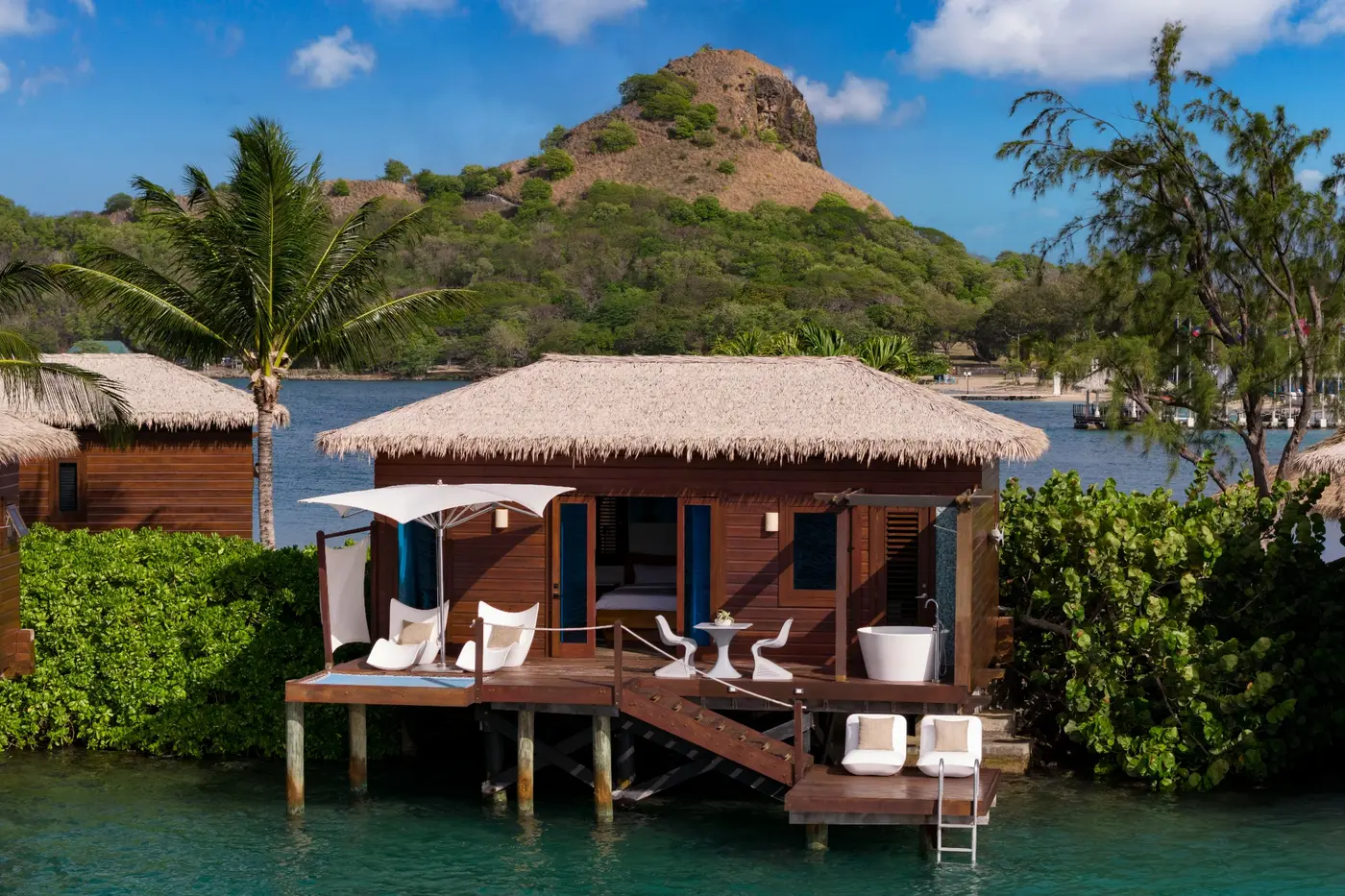 An overwater bungalow at Sandals Grande St. Lucian